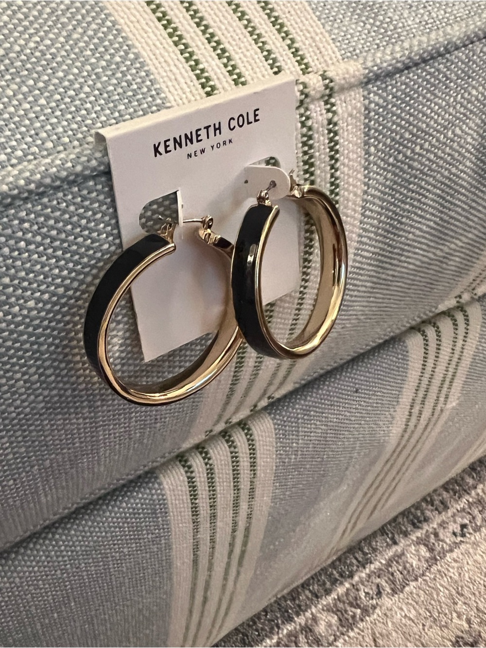 Kenneth Cole Gold Hoop Earrings with Black Accent